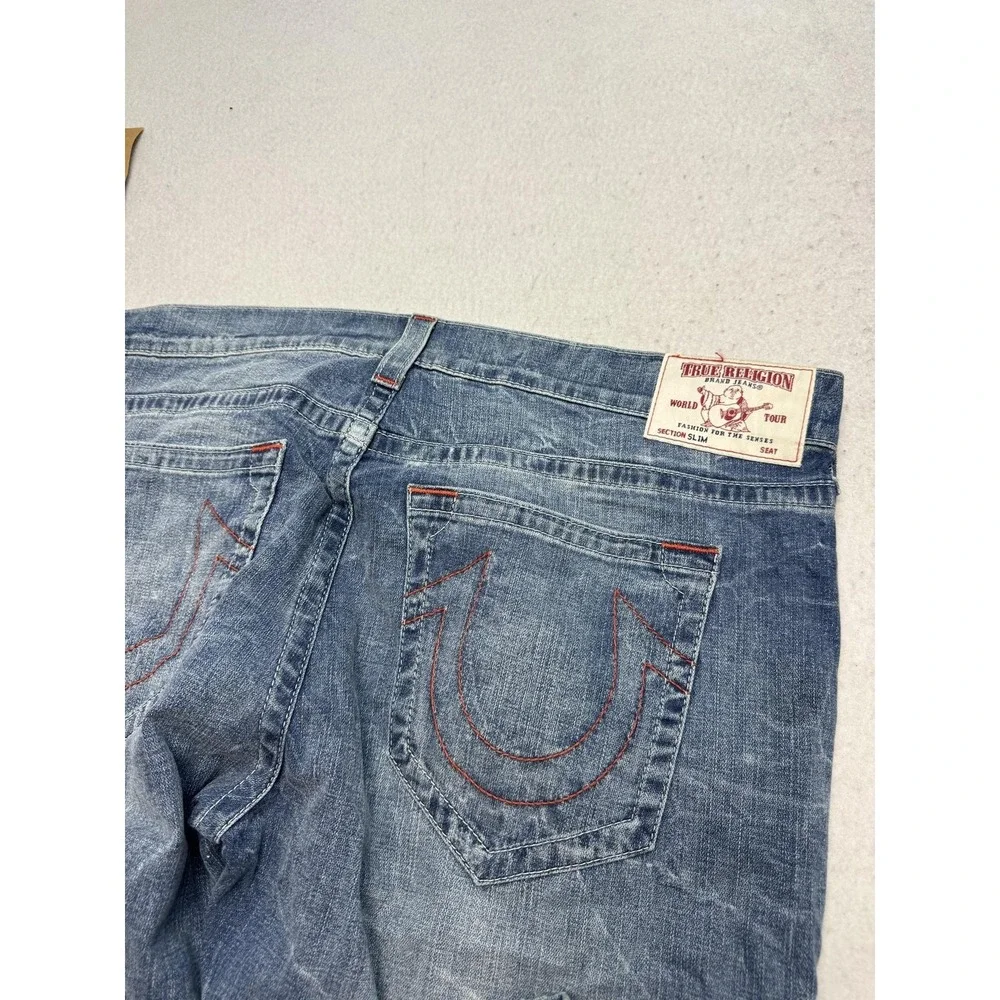 True Religion Section Jeans Mens 44x34 Blue Stretch Straight Denim NWT MSRP$199
